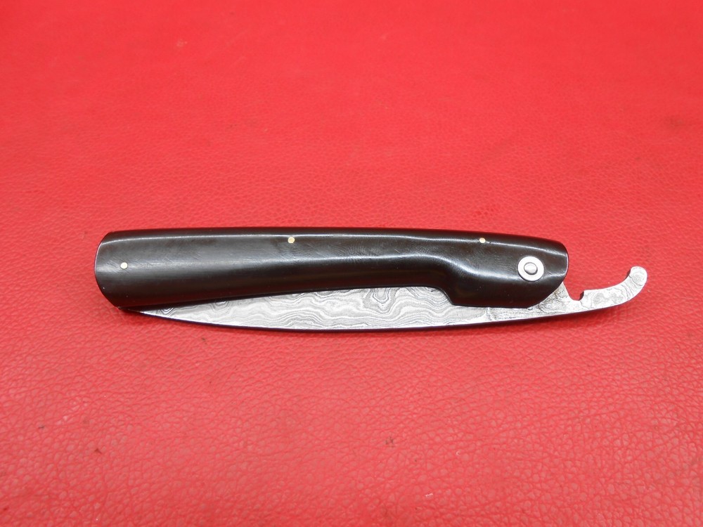 Custom Handmade Pattern Damascus Friction Folder Knife Buffalos Handle S586