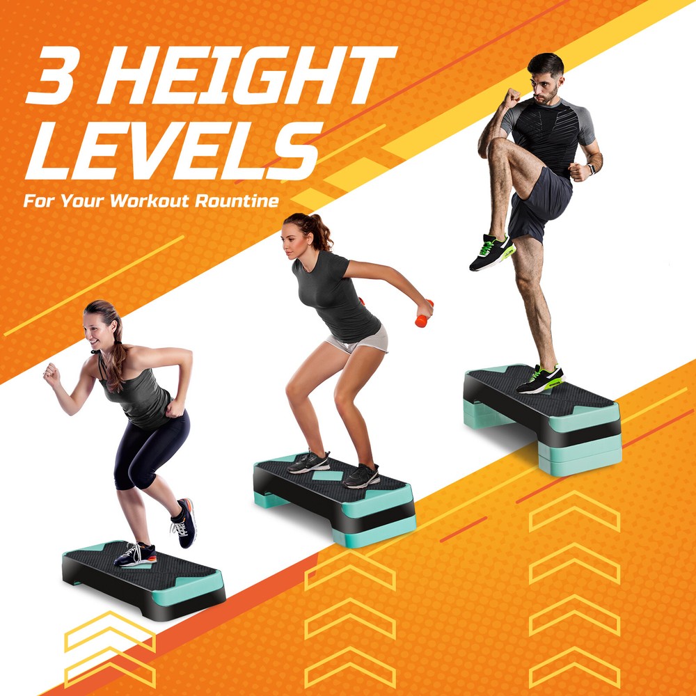 27" Aerobic SteperExercise Non-Slip Platform Stepper Adjustable 4"-8" 4 Colors