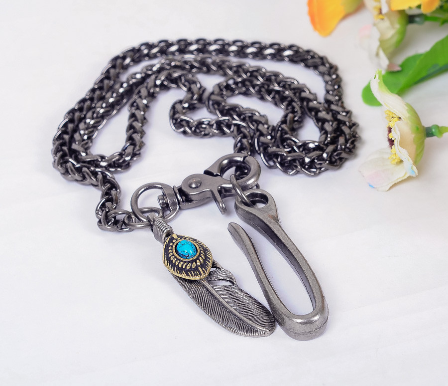 30" Basic Strong Twisted Feather Biker Trucker Keychain Key Jean Wallet Chain