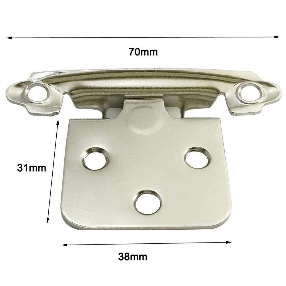 10 Pack Traditional Cabinet Hinge Variable Overlay Bright Nickel Finish