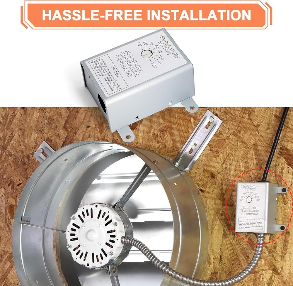 2 Pack 58033 Single Speed Adjustable Thermostat for Power Attic Ventilators