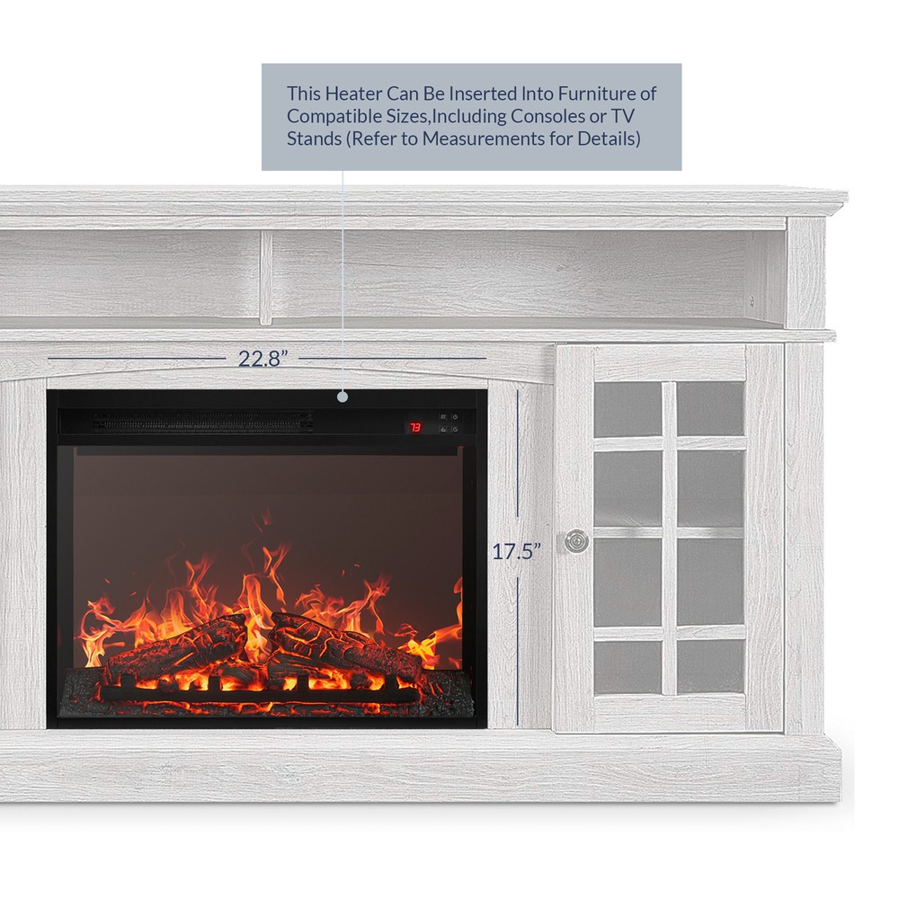 23" Electric Fireplace Insert Indoor Heater w/ Remote Control, Black