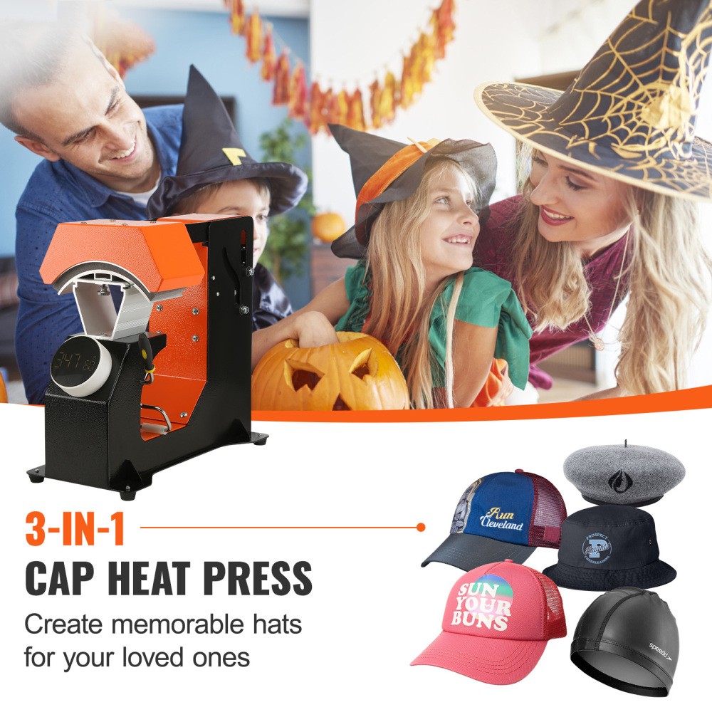 3-in-1 Auto Cap Hat Heat Press w/ Digital Control Panel & Auto Release