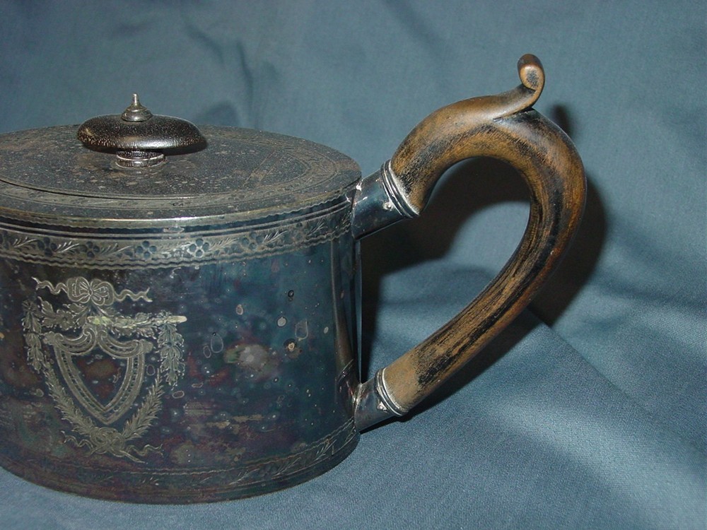 Antique Georgian ~ SILVER Plated ~ Engraved TEAPOT ~