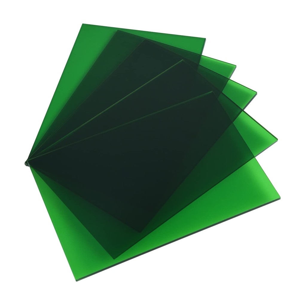 Acrylic Sheet Green Transparent Colored Translucent Panel 8x12 Inch 5 PCS