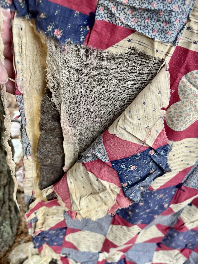 Americana Patchwork Quilt Heart Star Block Pattern Local Sheared Wool Filled SEE