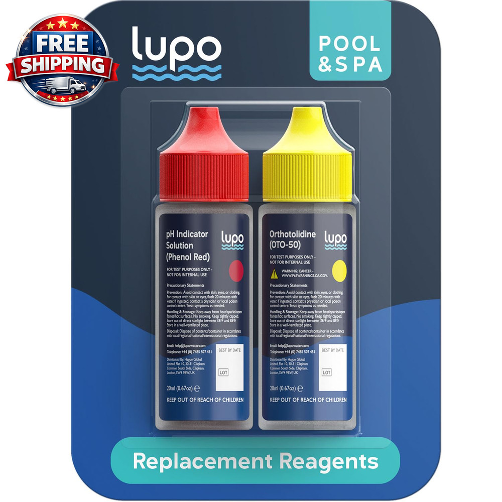 Lupo 3-In-1 Pool Test Kit Replacement Reagents | Pool Testing Kit Refill Reagent