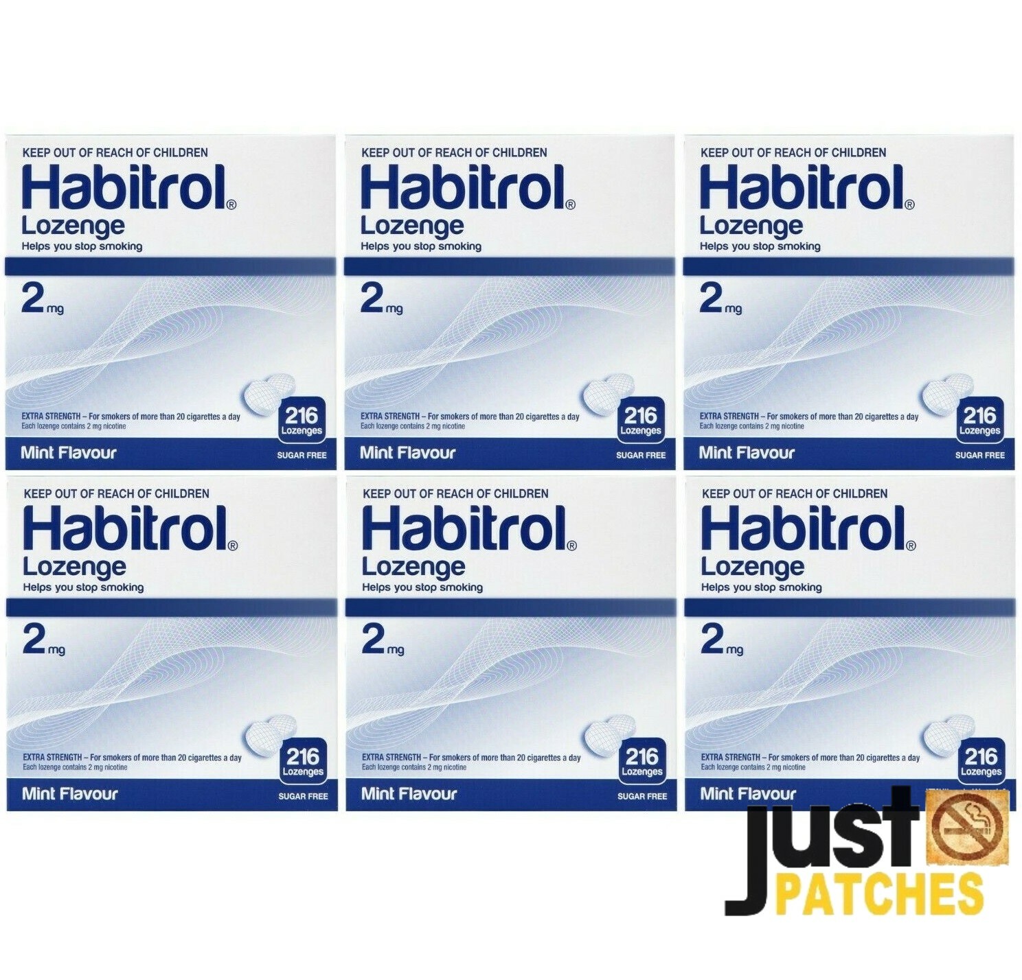 Habitrol Nicotine Lozenge 2mg MINT (1296 total pieces, 6 boxes) NEW 06/2027