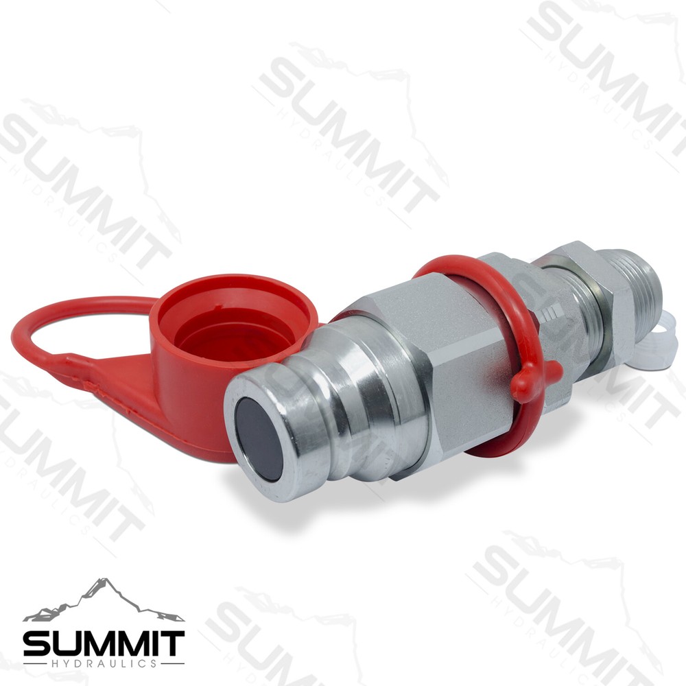 Flat Face Hydraulic Quick Connect Coupler Set, 1″ Body x #16 JIC Bulkhead Mount