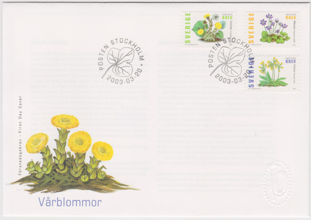 Sweden FDC 2003, Flower, Spring Flowers, Mint