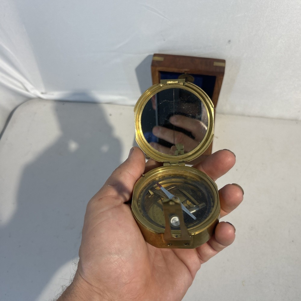 Vintage Solid Brass Compass Natural Sine Nautical