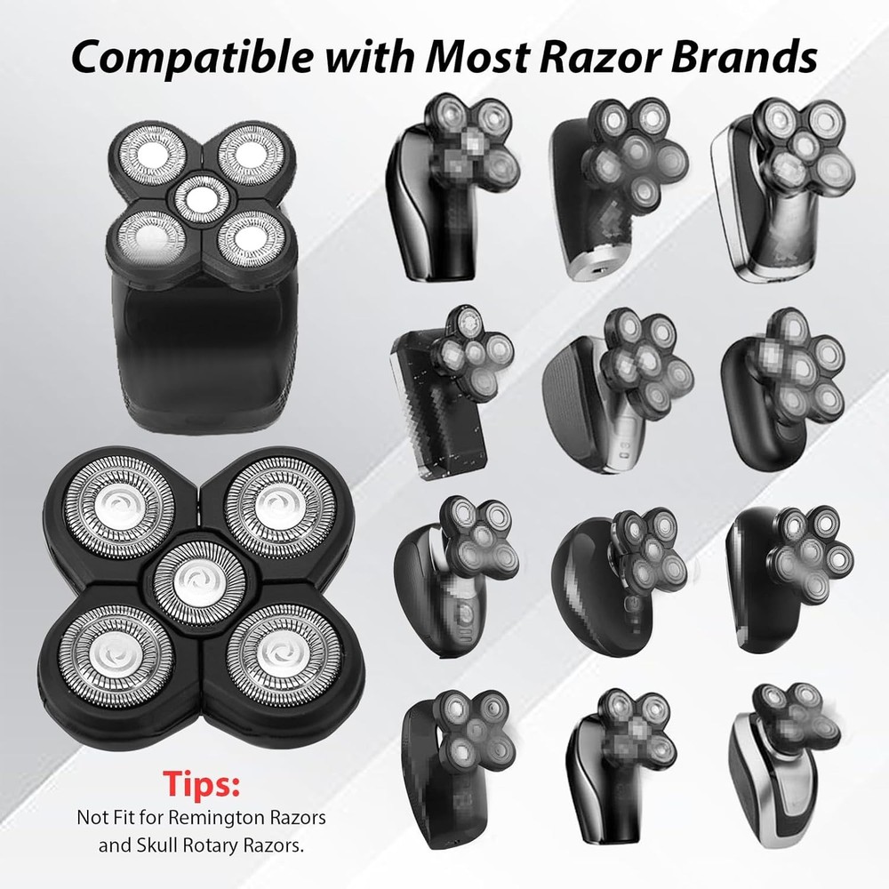 4 Pack Head Shaver Replacement Blades, 5 Blades Black