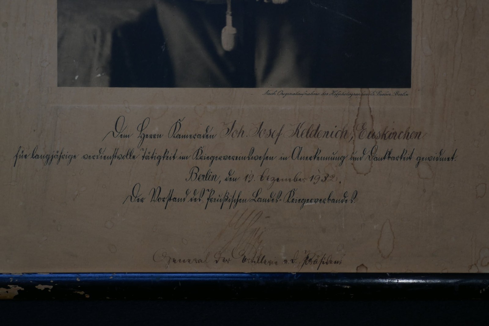 Original German Army 1932 Weimar Reichswehr Picture Signed General von Horn