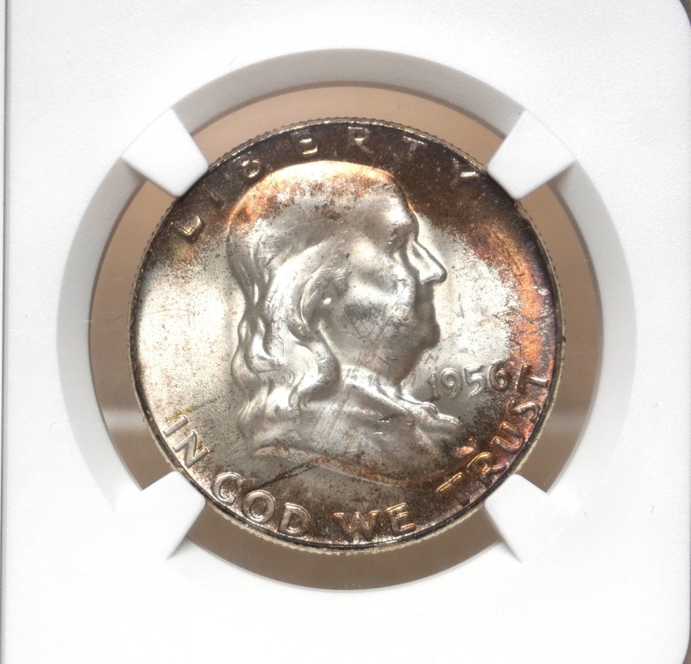 1956 FRANKLIN HALF DOLLAR NGC MS65 456002 - NICELY TONED