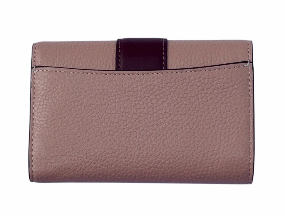 Coach Medium Grace Tri Fold Wallet Shell Pink Wine Leather CI421 ~ NWT