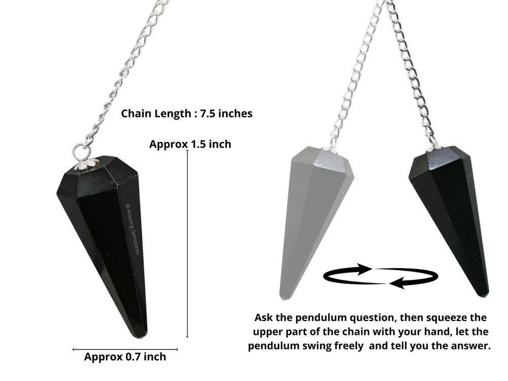 Black Agate Dowsing Crystal Pendulum