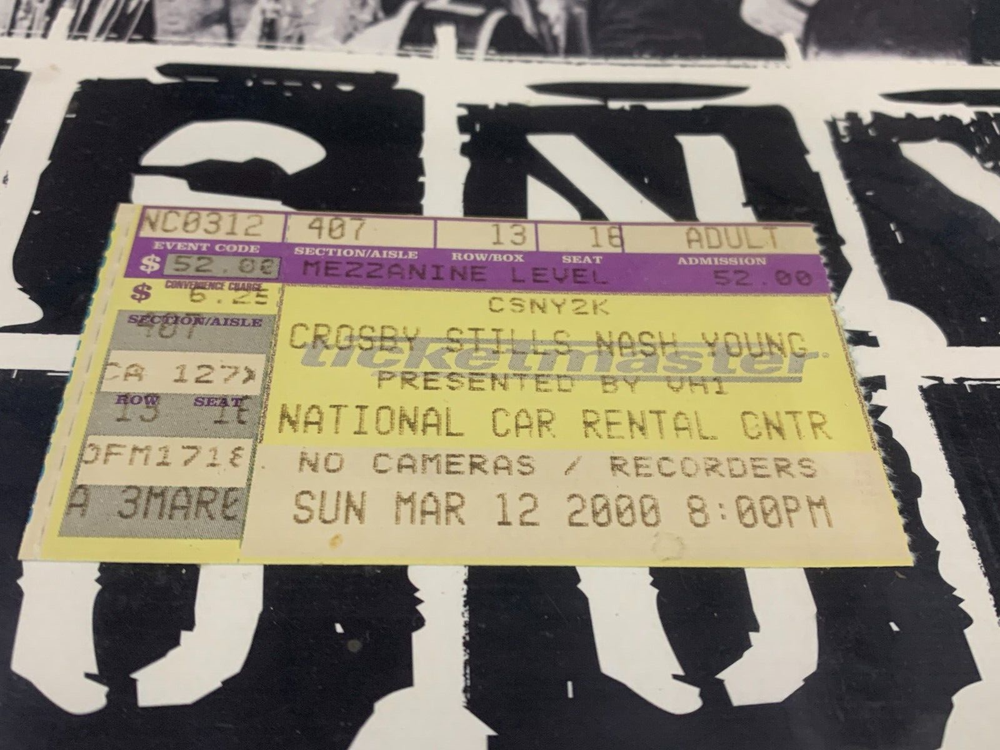 CROSBY, STILLS, NASH & YOUNG CSNY Neil Young 2000 Concert Program & Ticket Stub