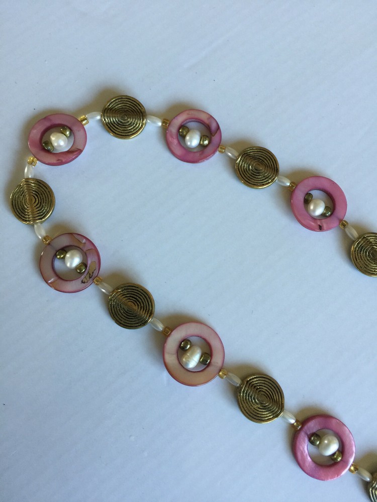Loop Loop Style colorful metal pearl rhinestone chain Necklace