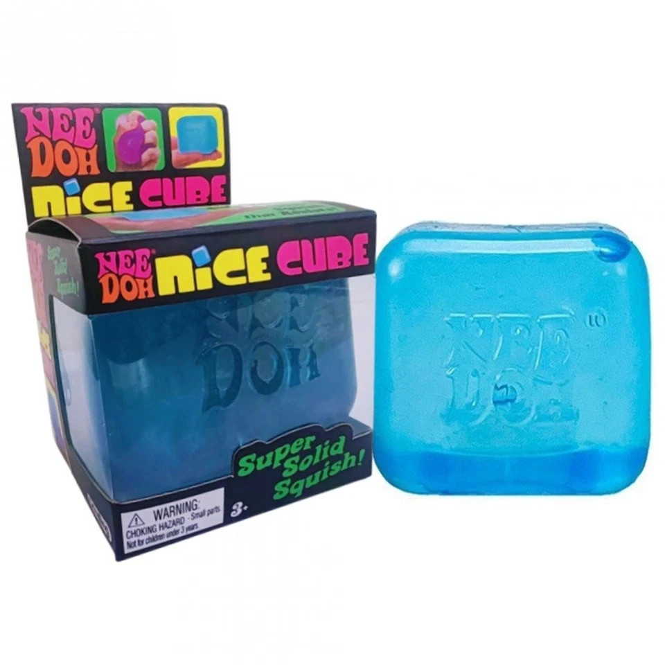 Schylling NeeDoh Nice Cube BLUE Sensory Squeeze Toy with Super Solid Squish