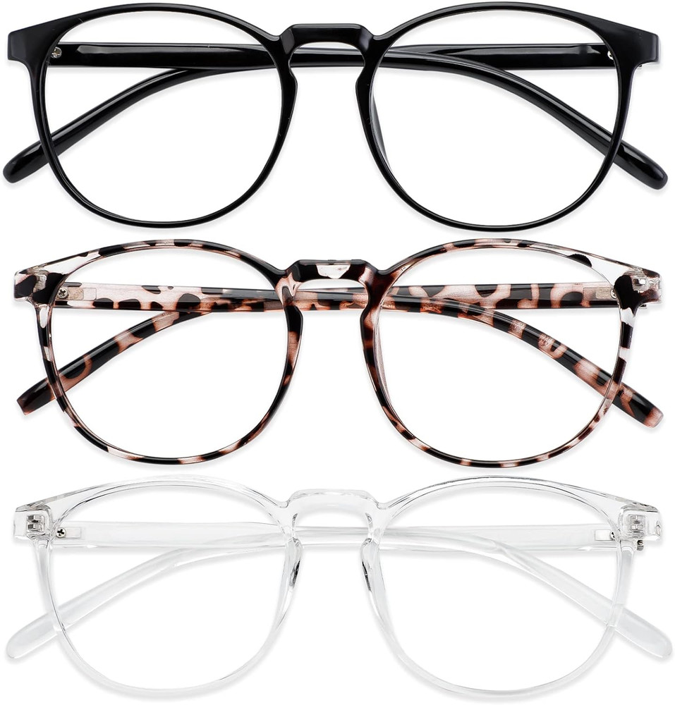 3 Pack Blue Light Blocking Glasses Women/Men,Retro Round Computer Glasses Anti E