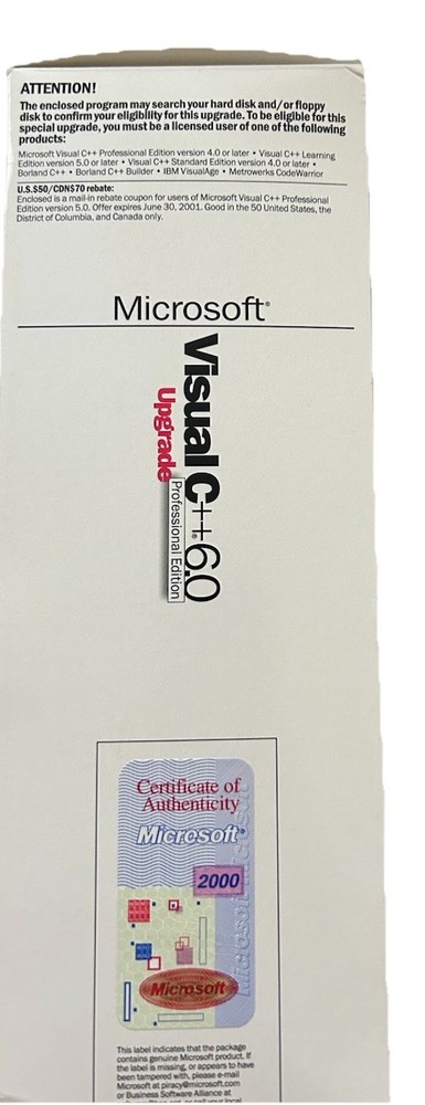 Microsoft Visual C++ 6.0 Professional Edition, UPGRADE