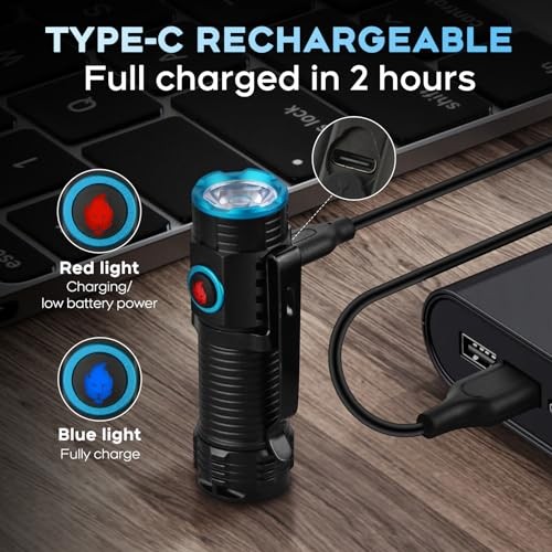 Compact 1000 High Lumens EDC Pocket Flashlight, Mini Flashlights Powerful -