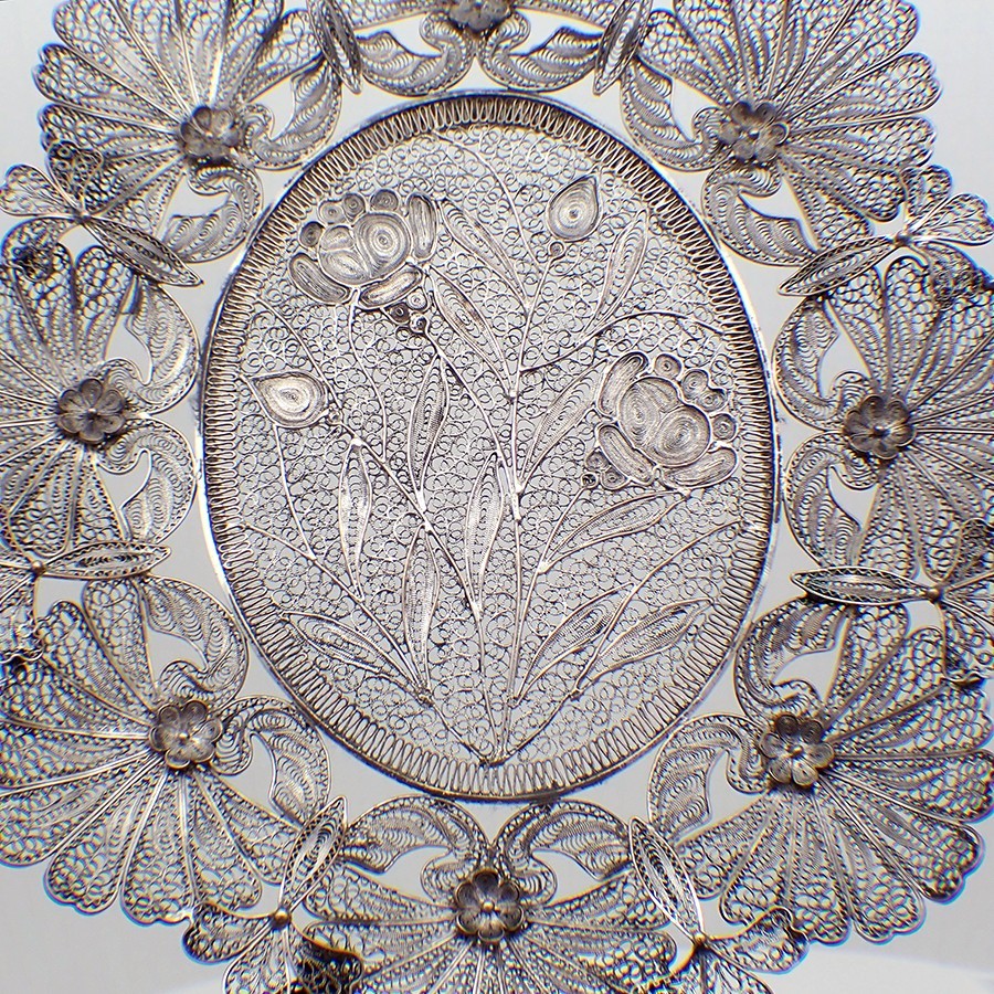 Filigree Silver Basket Serving Plate 900 Silver