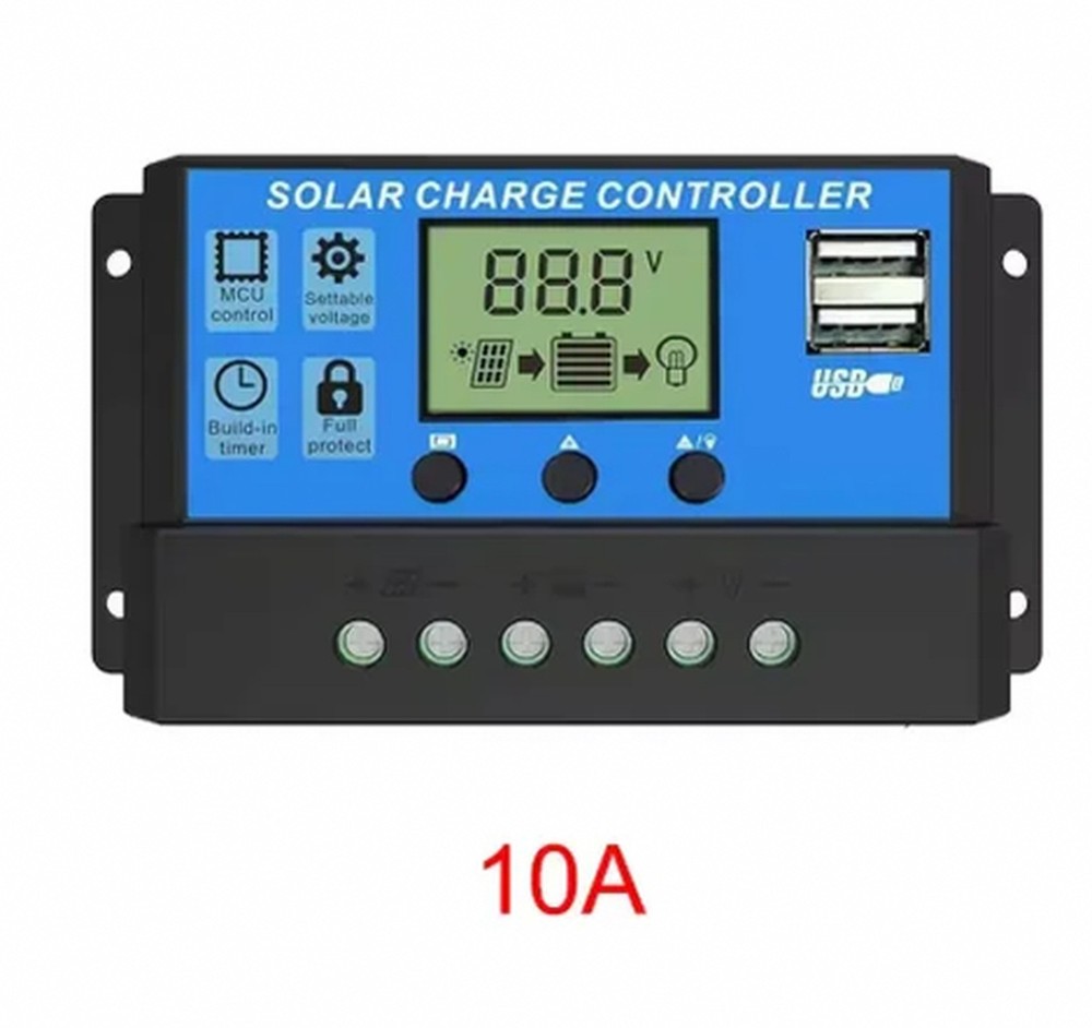 12V 24V 10A 30A PWM Solar Charge Controller - Adjustable LCD Display Timer