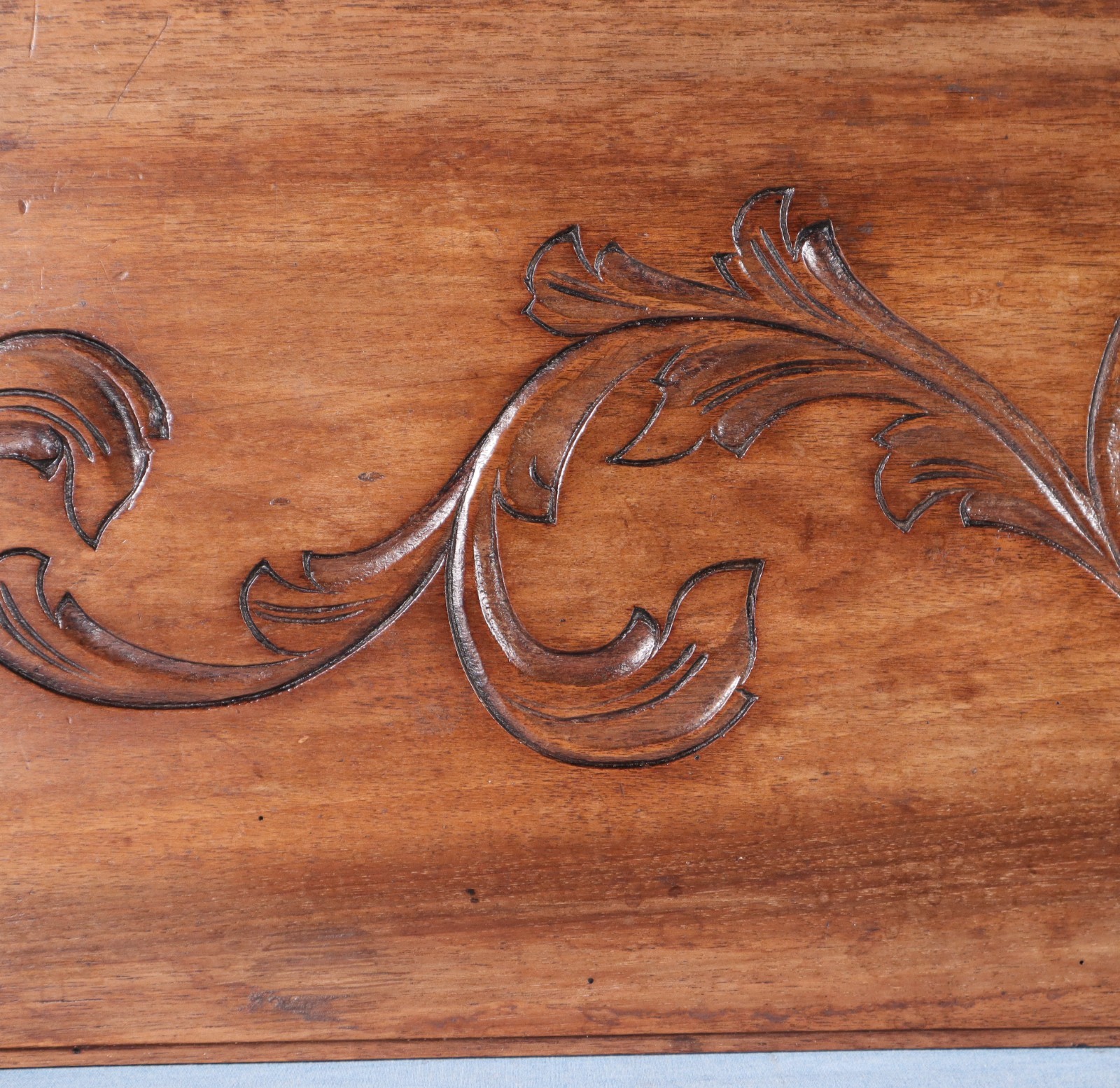 45" Wide Antique French Solid Walnut Wood Panel/Crest Pediment w/Carvings