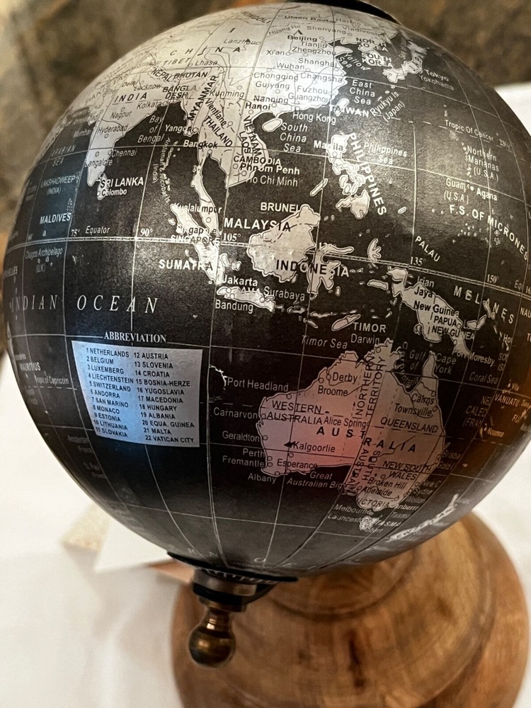 6" World Globe Black & Silver Decorative Desktop Small