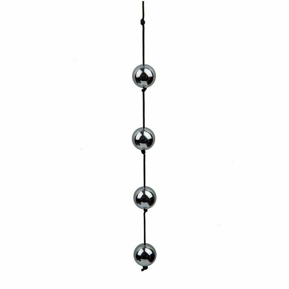 Four Heavy Metal Anal Beads with String & Easy Pull Loop Ring 10 Inch