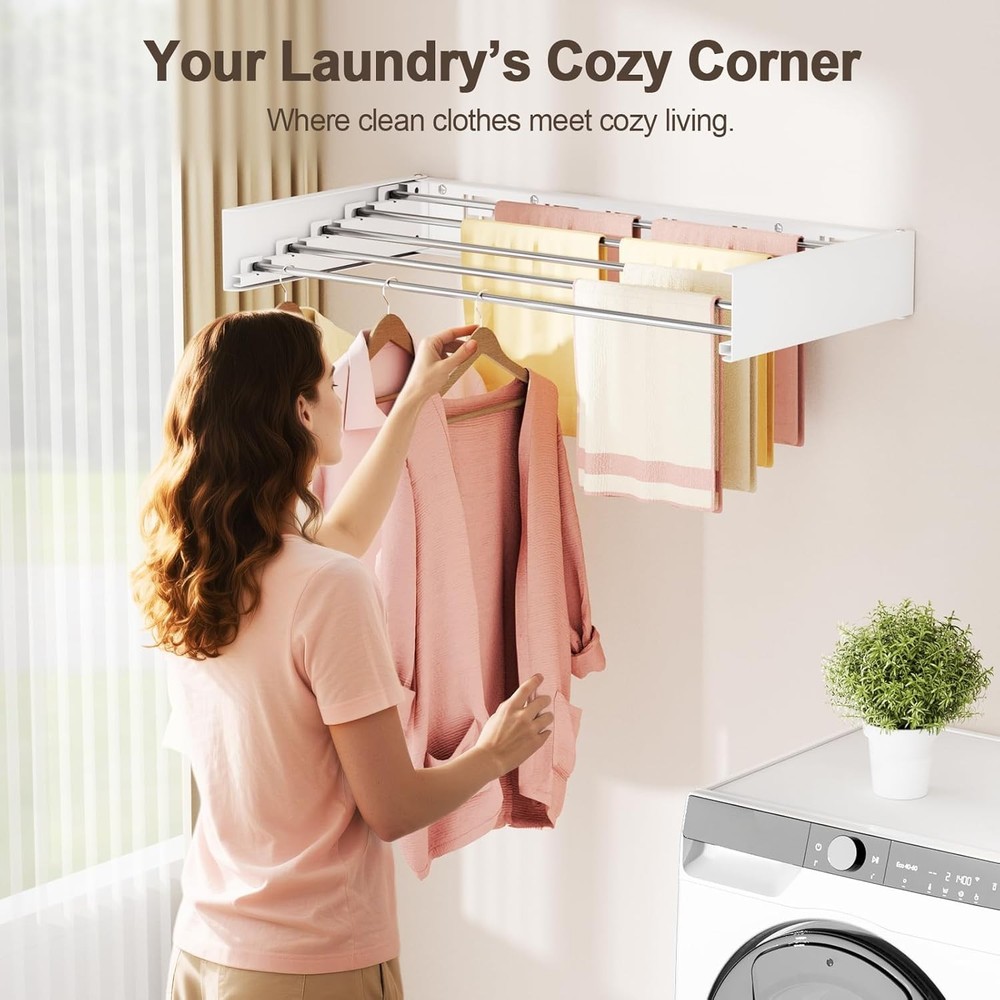 Wall Mounted Clothes Drying Rack Folding Indoor, Foldable Laundry Drying Rack Co