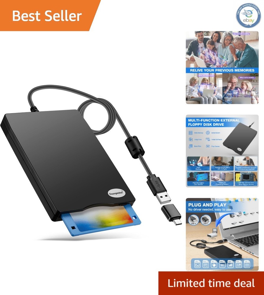 3.5-Inch USB Floppy Disk Reader - Nostalgic Memory Retrieval for Windows PCs