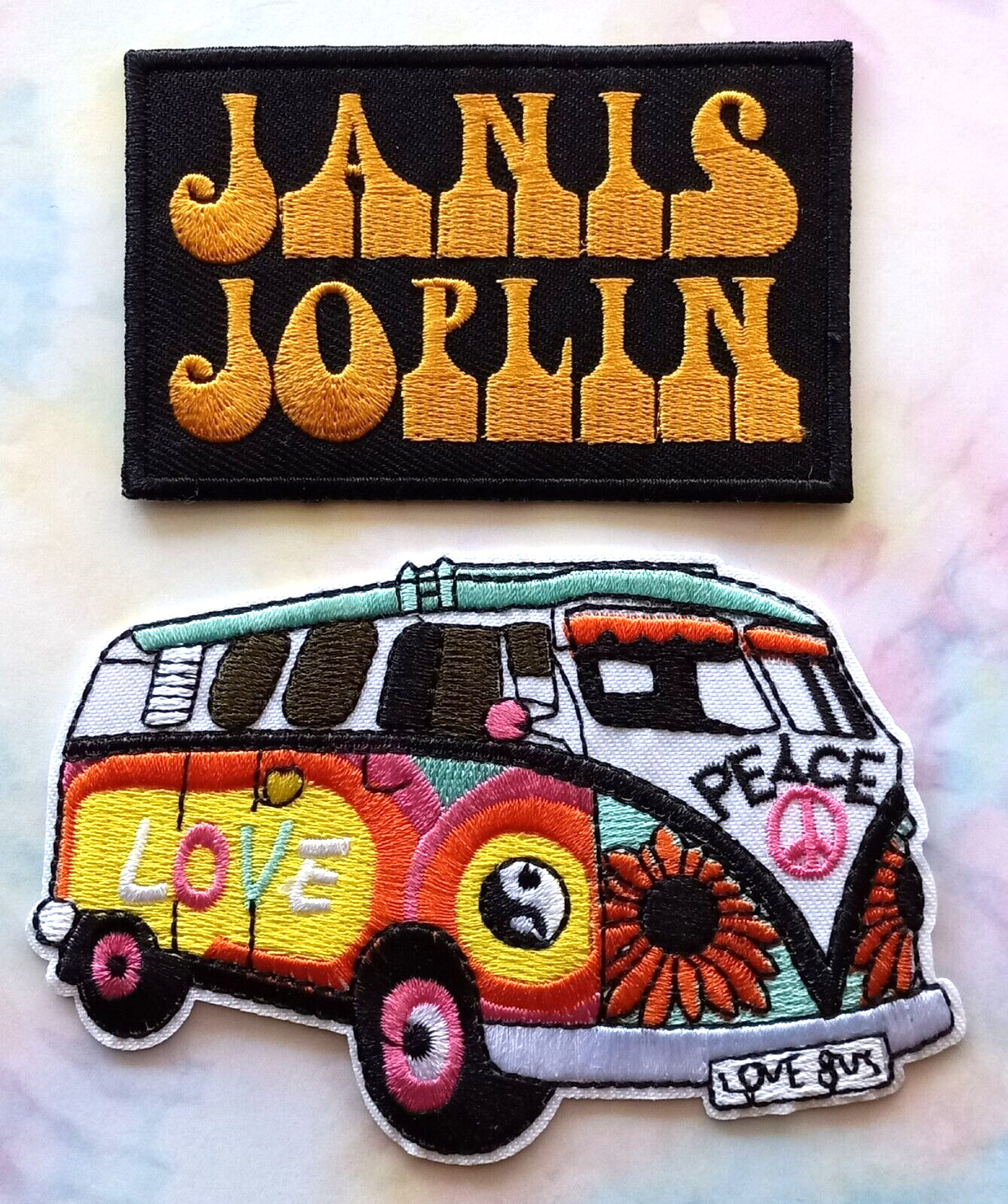 JANIS JOPLIN Rock Music Icon  Hippy Love Bus Embroidered Patches  Iron on