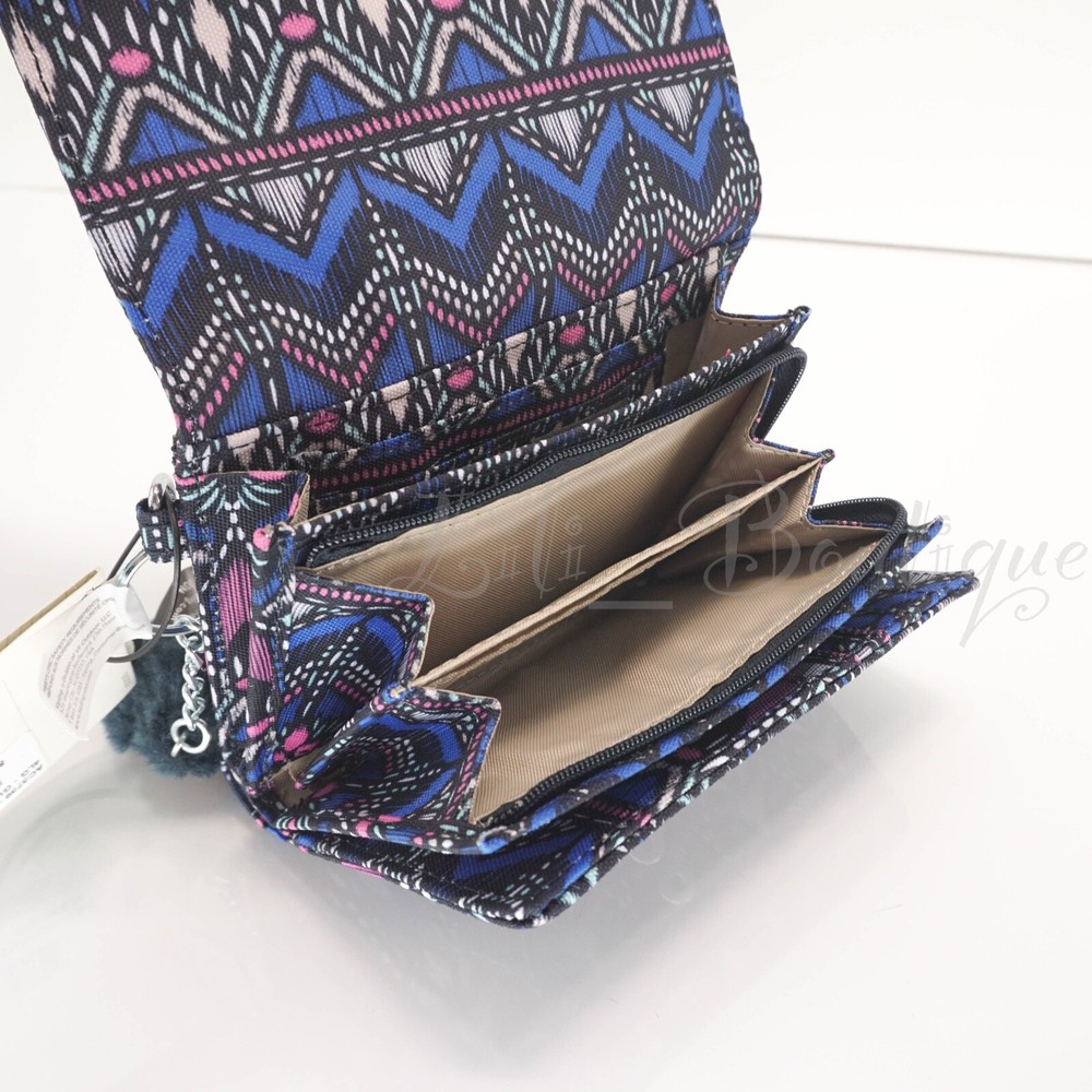 NWT Kipling AC3739 PIXI Snap Medium Trifold Wallet Polyester Glorious Day Multi