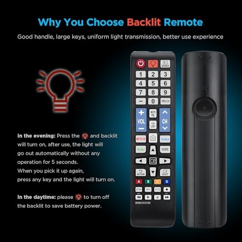 BN59-01315A Universal Backlit Remote Control for Samsung TV Remote Replacement