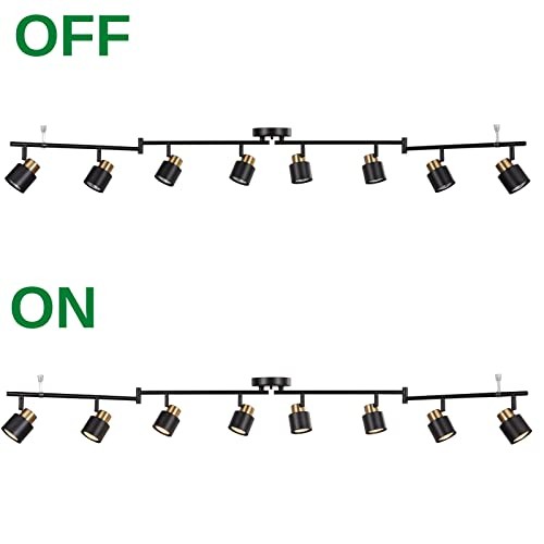 8 Light Foldable Track Lighting Kit, Matt Black Brass Finish Adjustable with