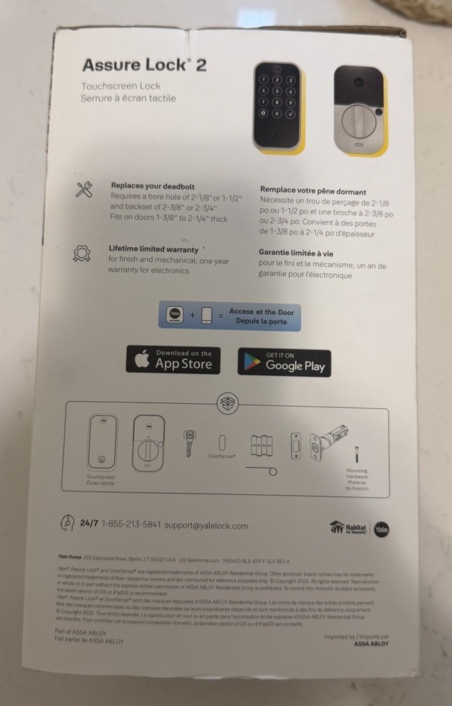 Yale Assure Lock 2 Satin Nickel Smart Bluetooth Touchscreen Keypad Deadbolt