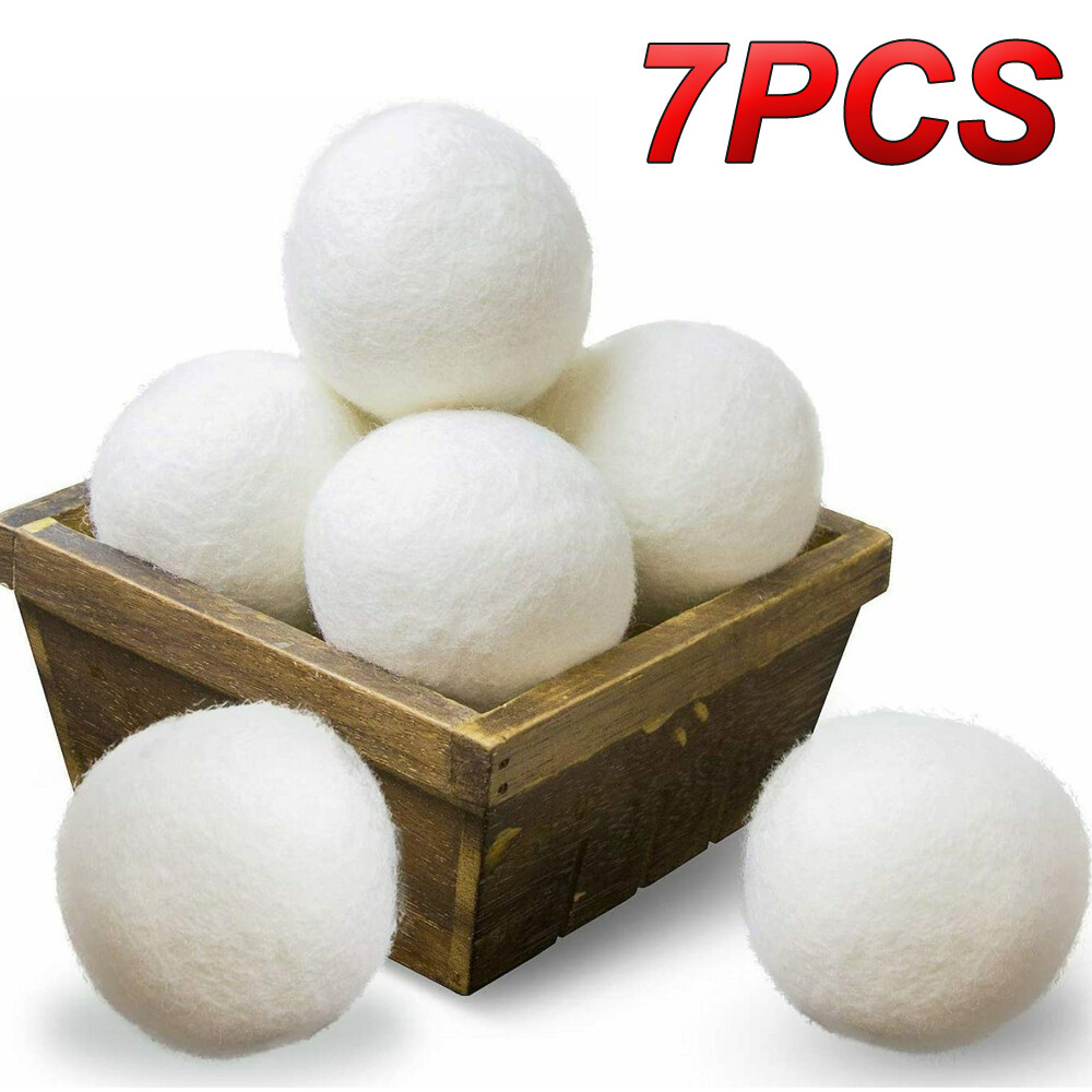 7 Wool Dryer Balls 100% Organic Wool Natural Laundry Fabric Softener new USA