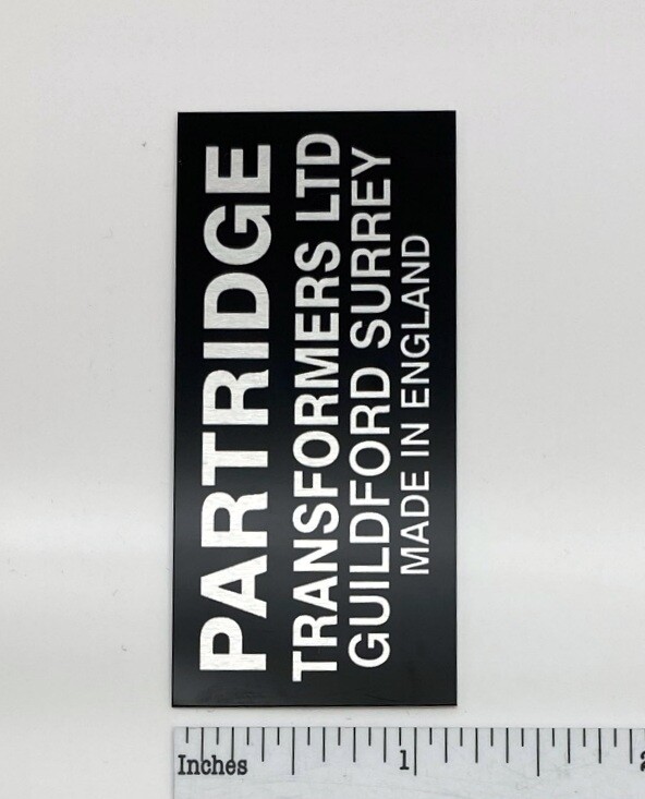 Partridge Transformers LTD Custom Made Aluminum Badge