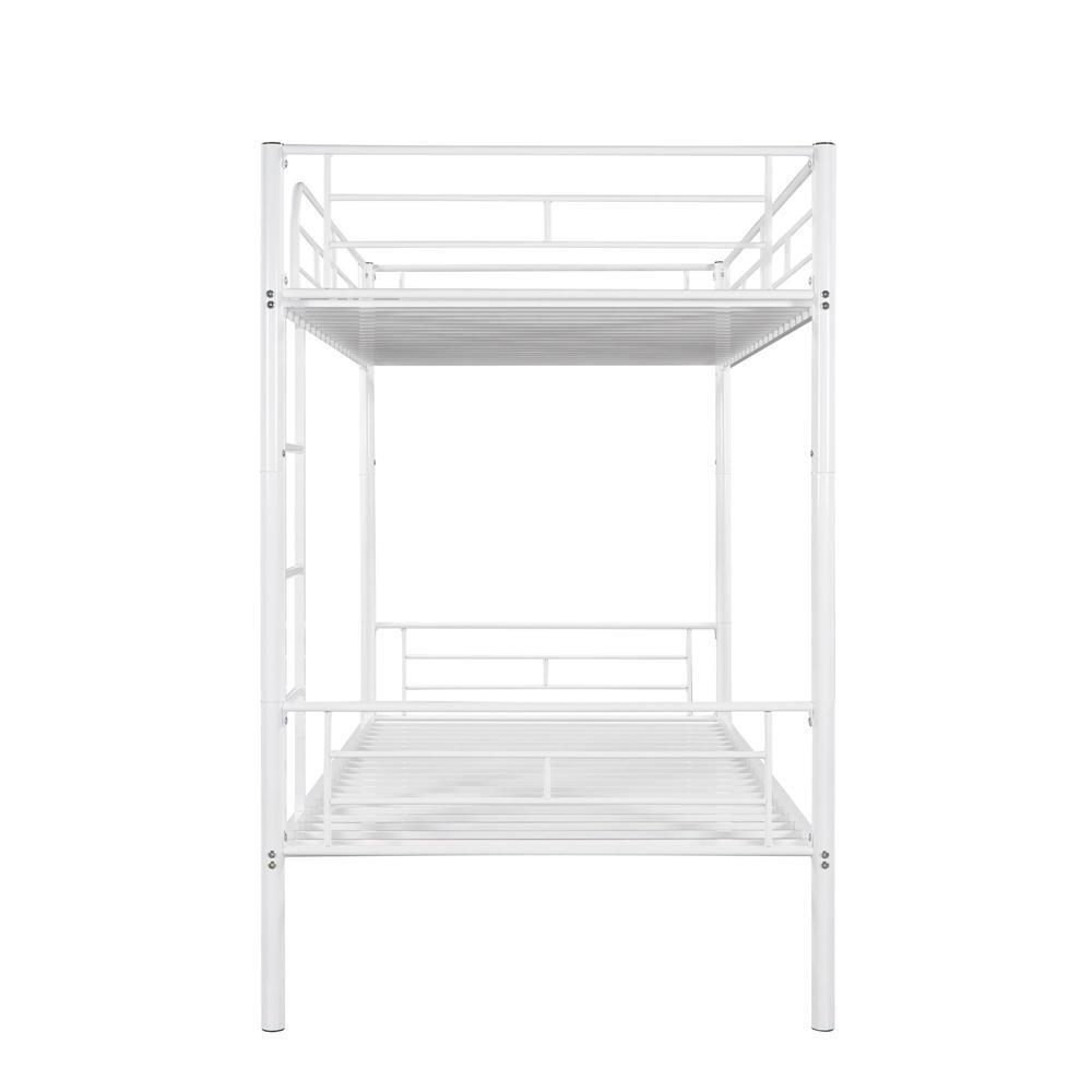 Modern Manhattan Twin-over-Twin Bunk Bed With Solid Stability Metal Frame White