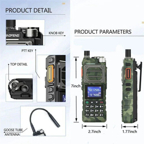 Baofeng UV-25 Walkie Talkie Long Range Tri-power Two Way Radio&Bluetooth Mic X2