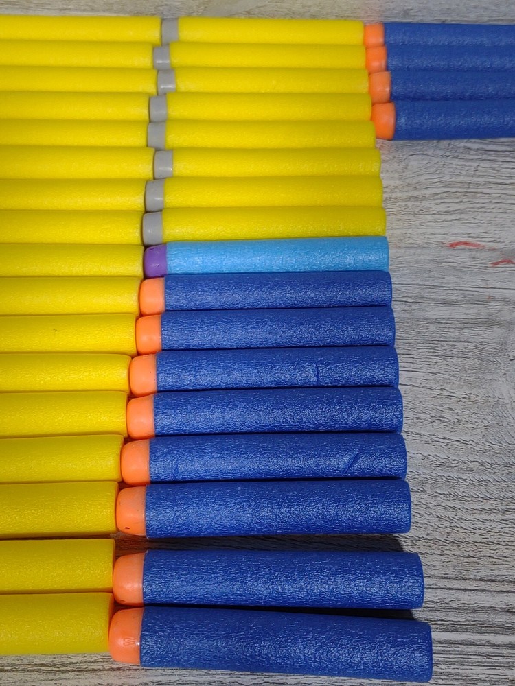 72 Yellow and Blue NERF Replacement Darts Refill Extra Flat Tip