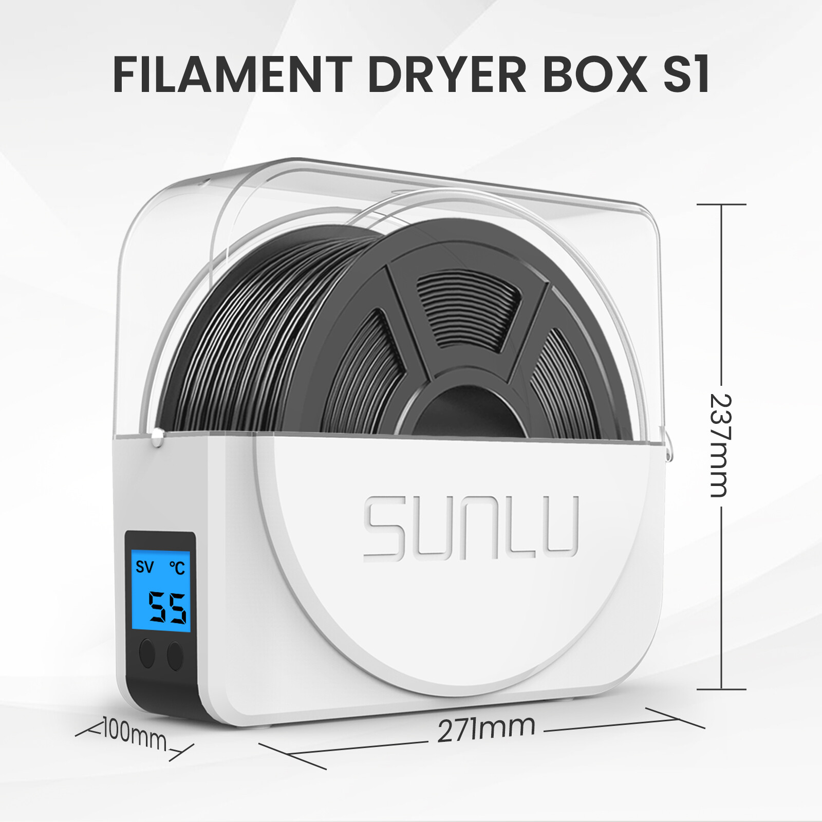 Sunlu S1/Upgraded S2 FilaDryer 3D Printer Filament Dryer 1.75mm Storage Box