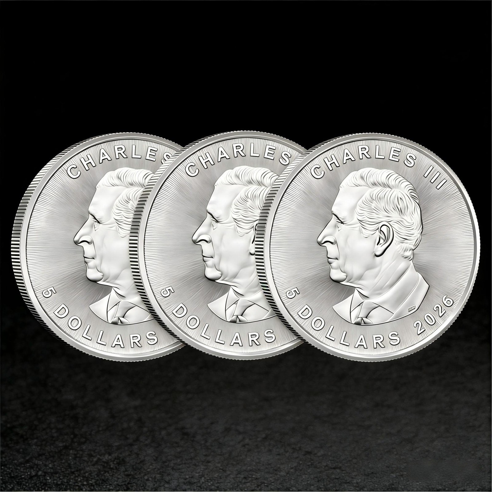Lot of 3 Silver 2026 Canada 1 oz .9999 Silver Maple Leaf $5 Coins