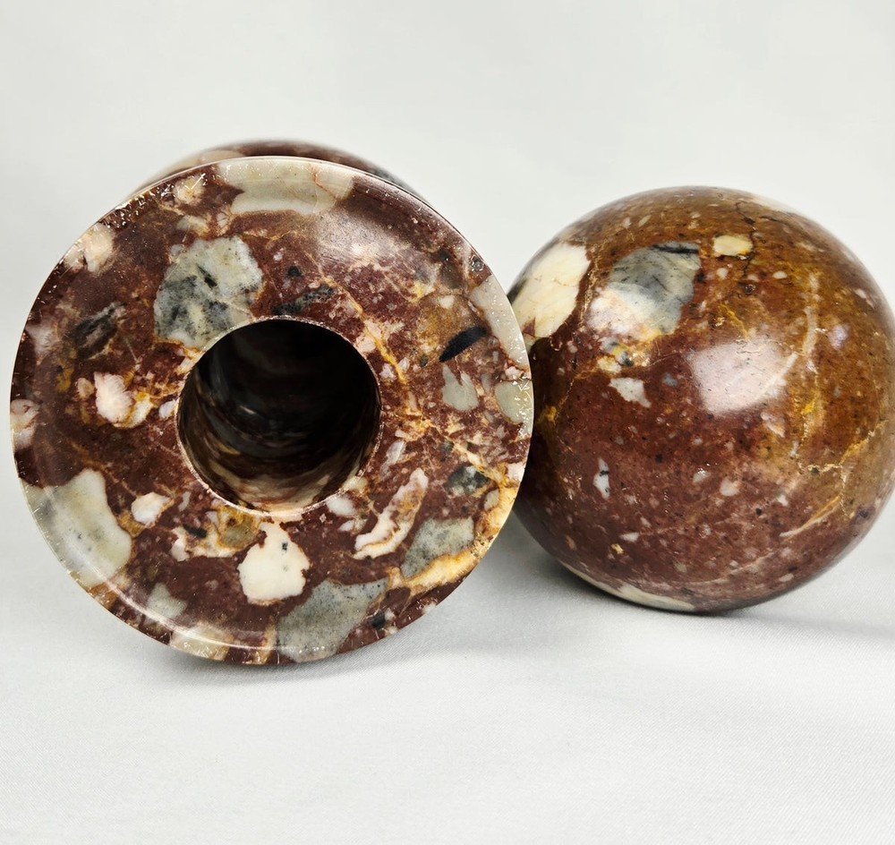 Polished Stone Keepsake Urn with Sphere Lid – Brecciated Jasper Style Decorative