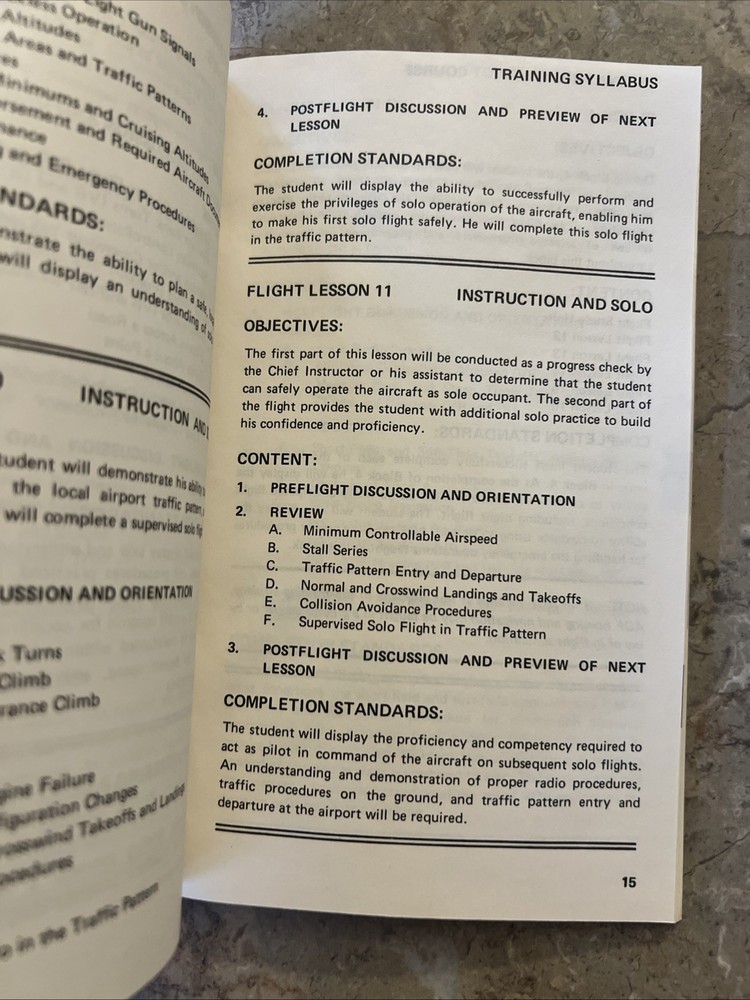 1978 Cessna Integrated Flight Training System Private Pilot Training Syllabus