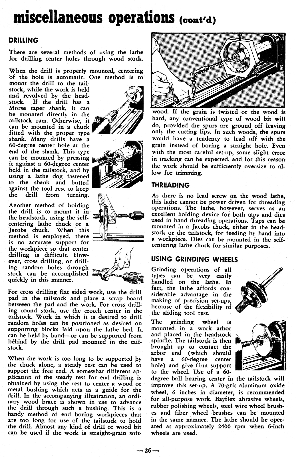 CRAFTSMAN Wood Lathe 1954 Handbook Owner Operator's Manual 0863