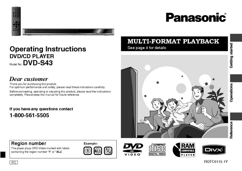 Panasonic DVD-S43 DVD Player Owners Instruction Manual