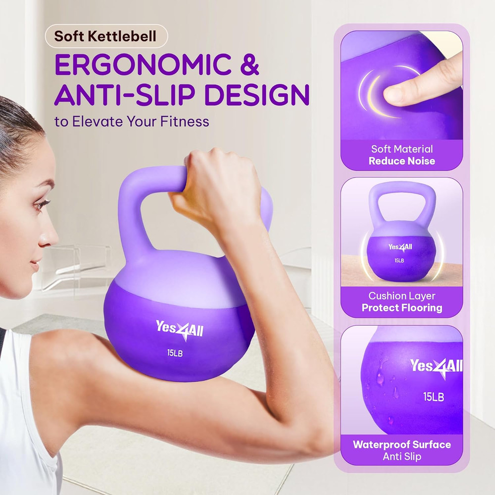 Soft Kettlebell, PVC Kettlebells Exercise Weights & Color-Coded Strength Trainin